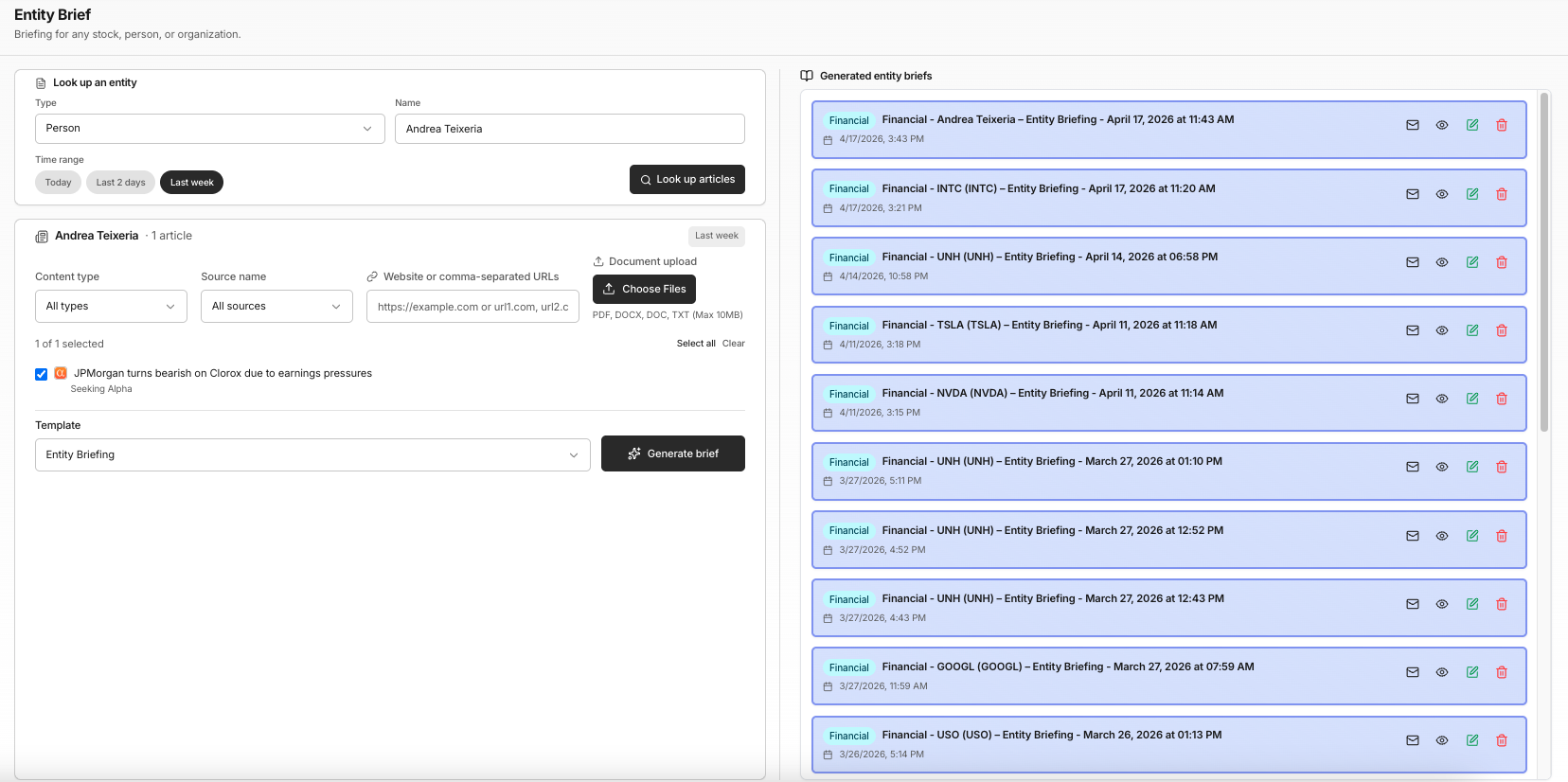 Daily Brew Entity Brief Builder – internal document upload and URL ingestion alongside public sources